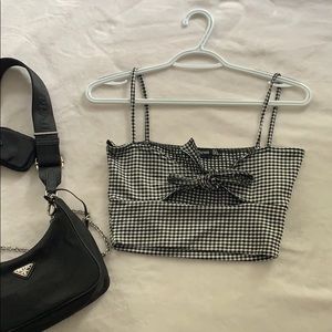 Checkered tie crop top